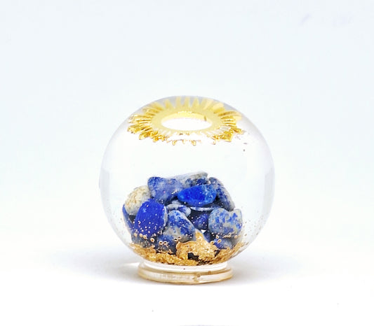 Orgonite Sphère M - Lapis-lazuli, soleil, or