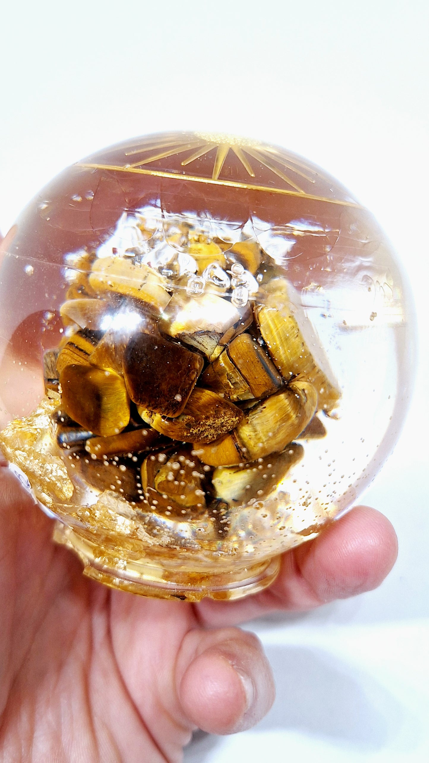 Orgonite Sphère XL - Œil de tigre, soleil