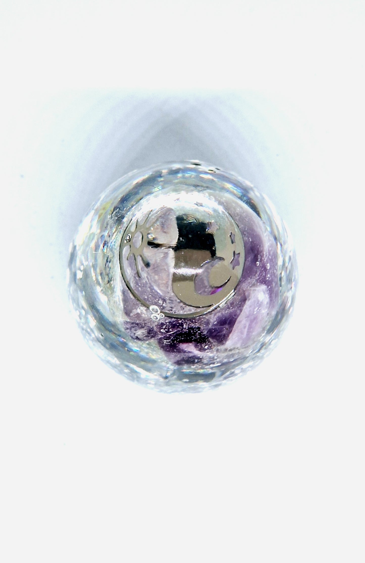 Orgonite Œuf L - Améthyste, Yin Yang lune et soleil, aluminium