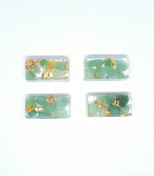 Orgonite lingot - Aventurine verte, soleil, infini ou étoile, or