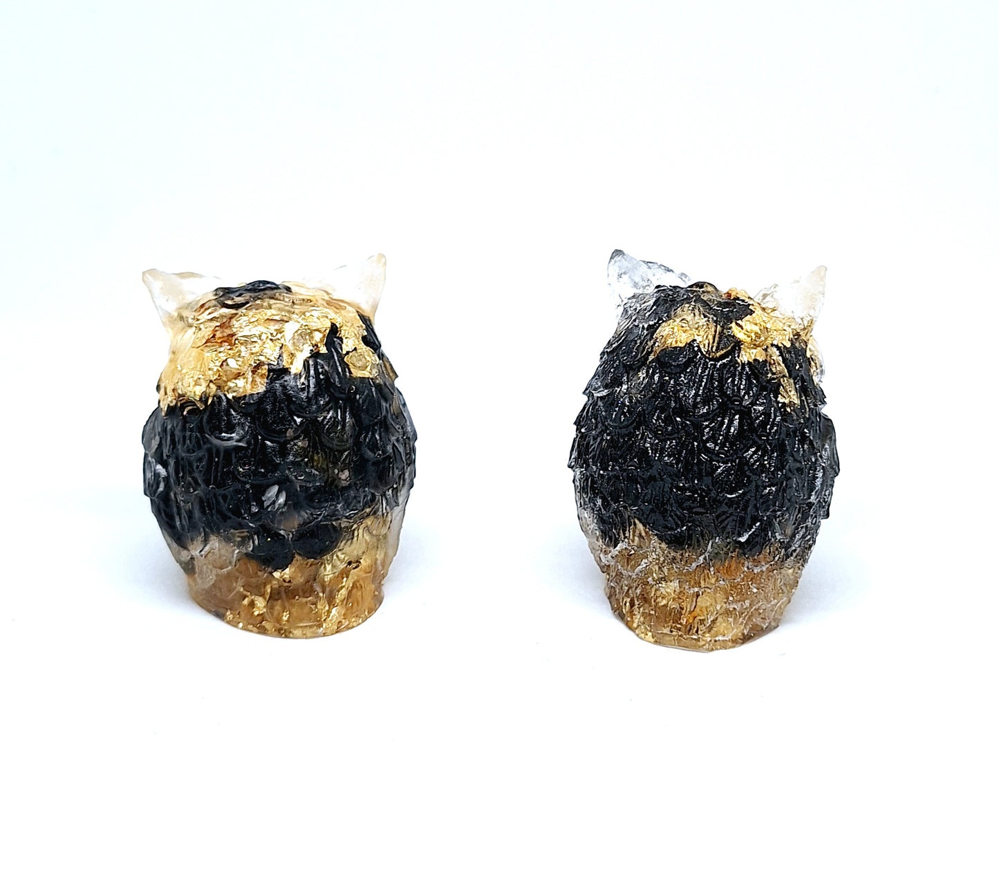 Chouette orgonite Obsidienne -Or