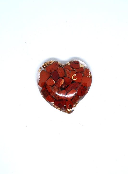 Orgonite Cœur M - Jaspe rouge, or, lune ❤️