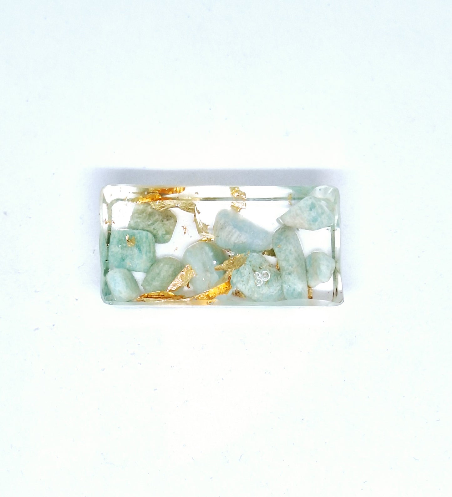 Orgonite lingot - Amazonite, soleil, lune, infini ou étoile, or