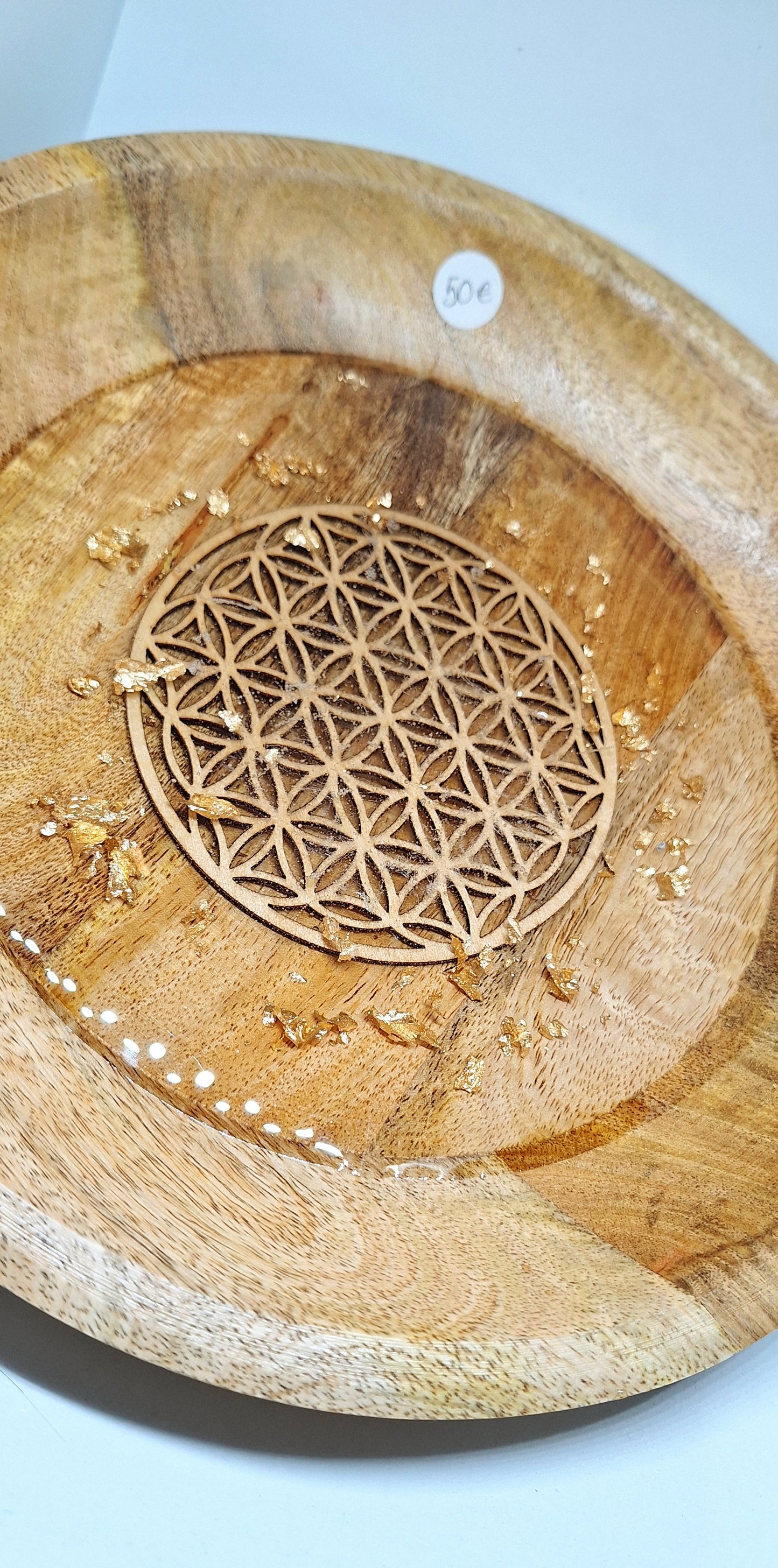 Plateau de rechargement bois L - Fleur de vie