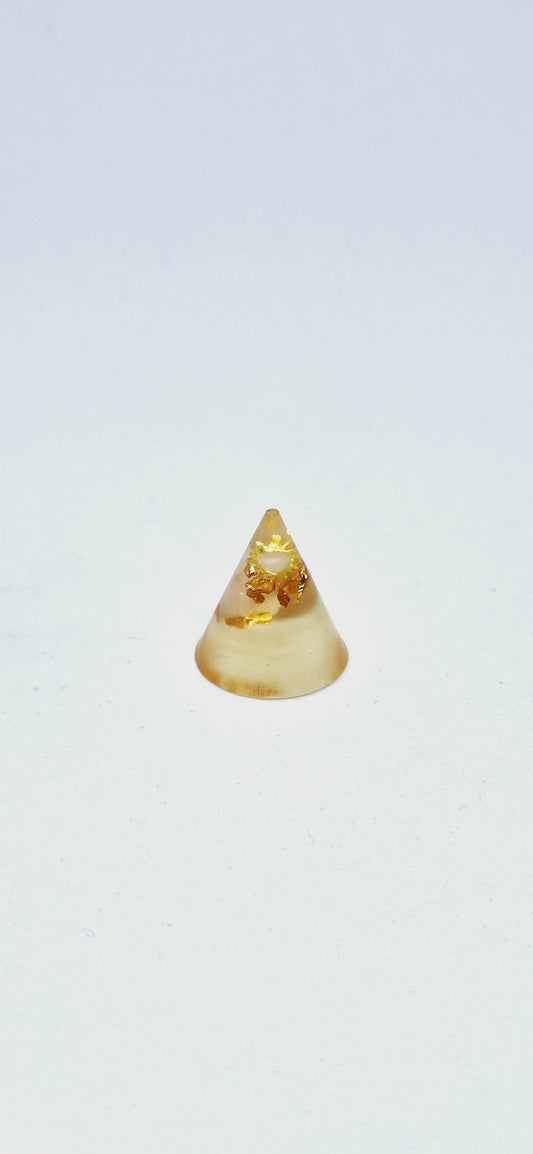 Orgonite cône XS - Citrine, soleil, or