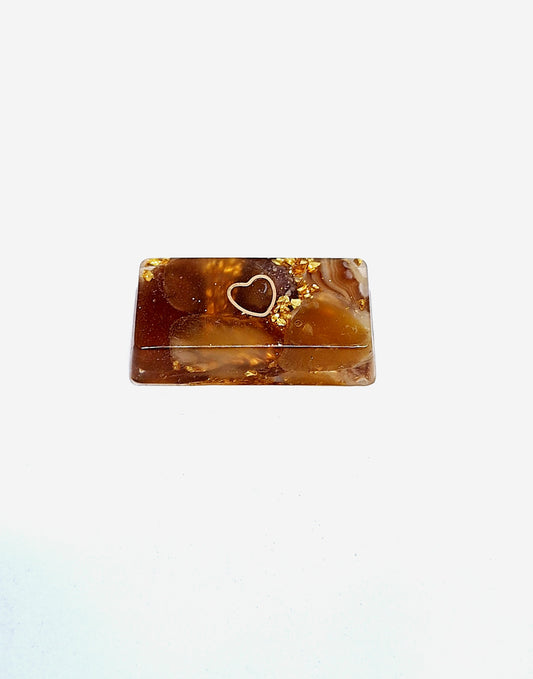 Orgonite lingot - Agate jaune, cœur, acier doré