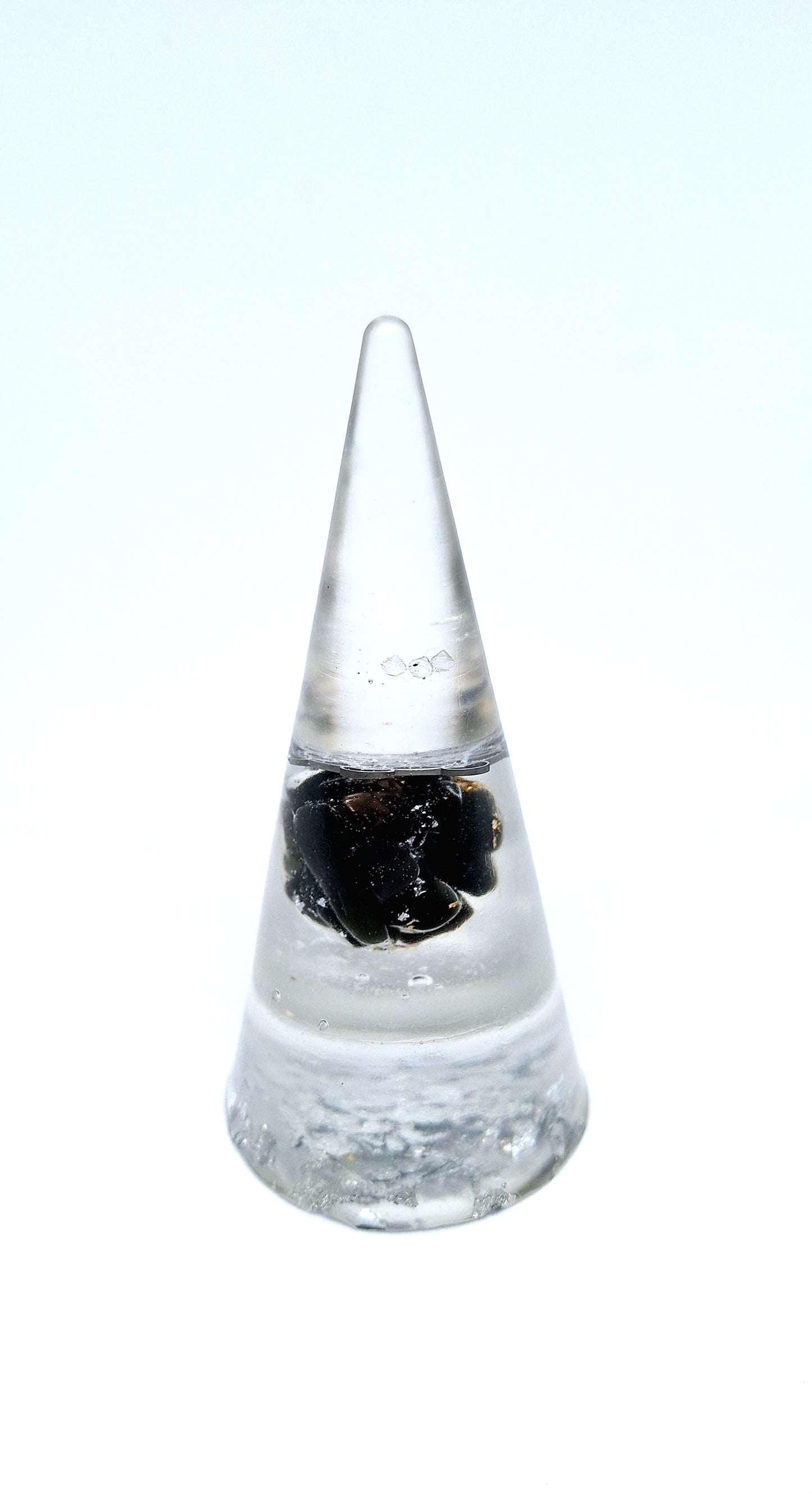 Orgonite cône XL - Obsidienne, Métatron et or, aluminium