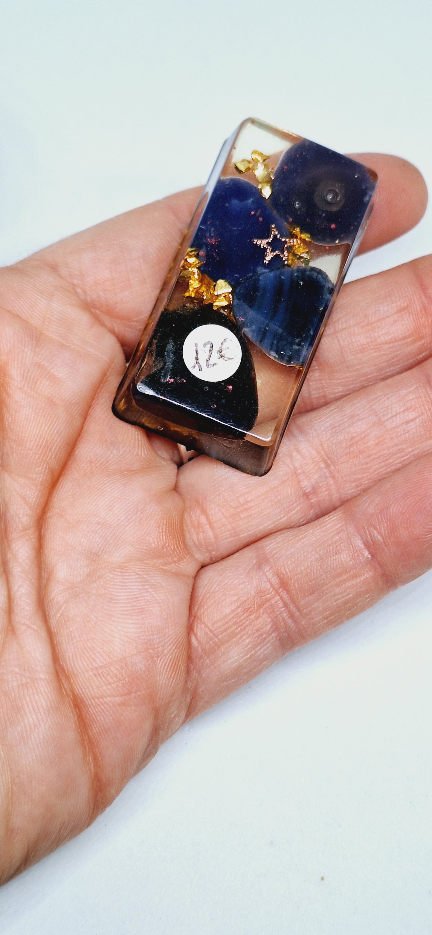 Orgonite lingot - Agate bleue, étoile, acier doré