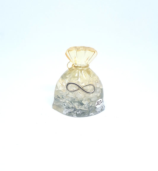 Orgonite Sachet - Quartz, infini, aluminium