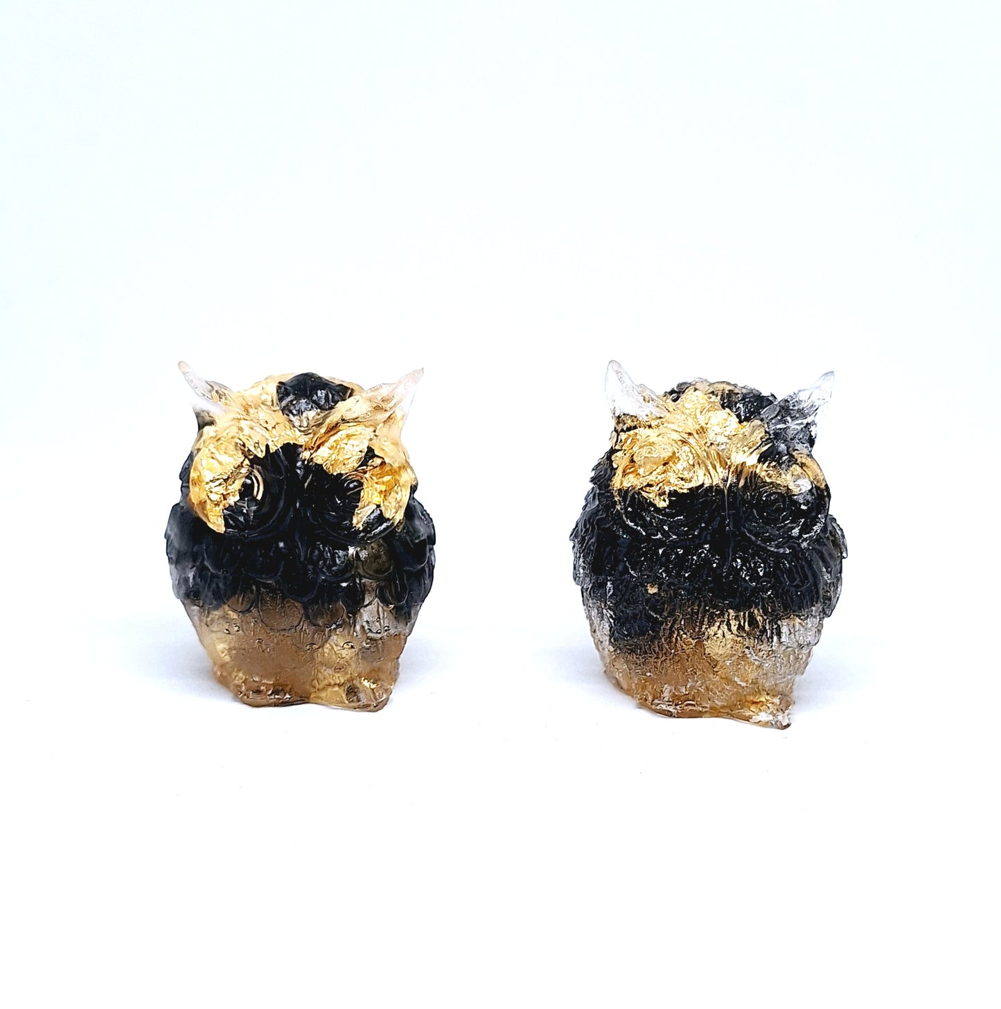 Chouette orgonite Obsidienne -Or