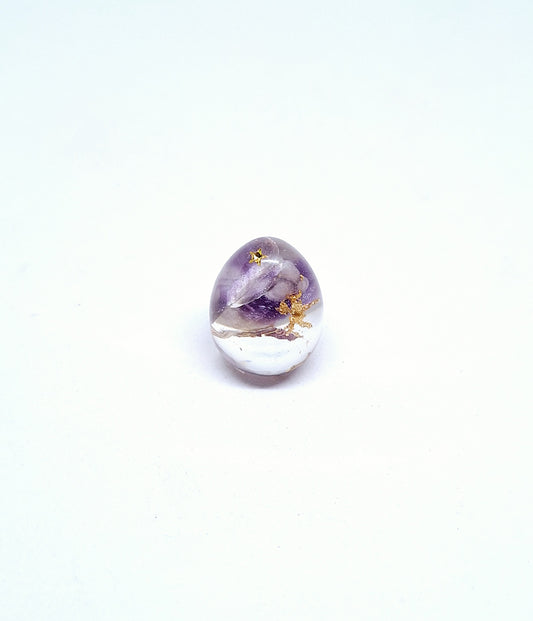 Orgonite œuf XXS - Améthyste, lune étoilée ou étoile, or