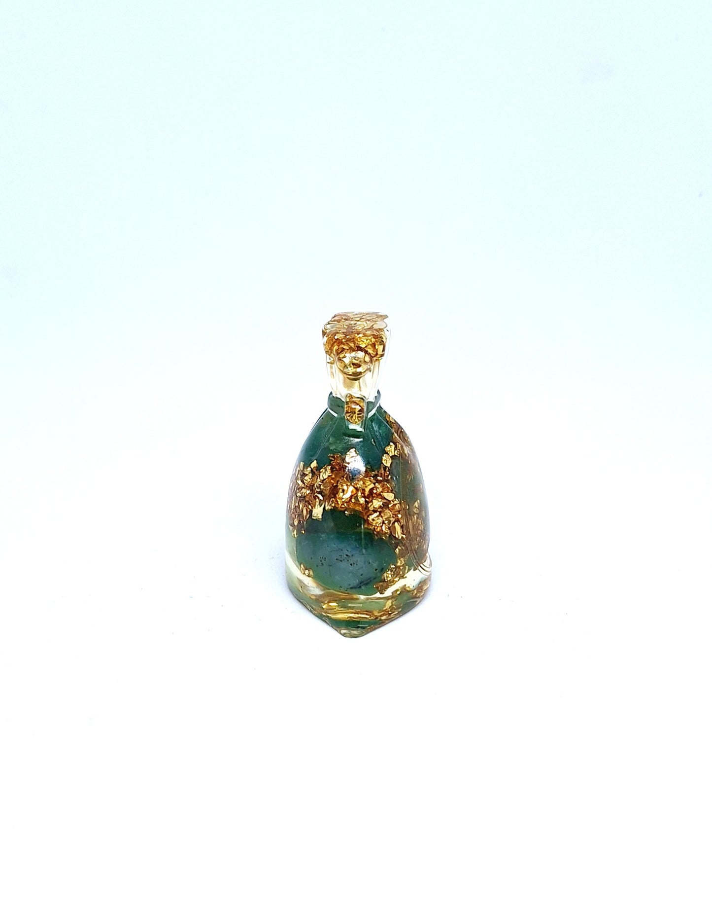 Orgonite Sachet - Agate verte, fleur de vie, aluminium doré
