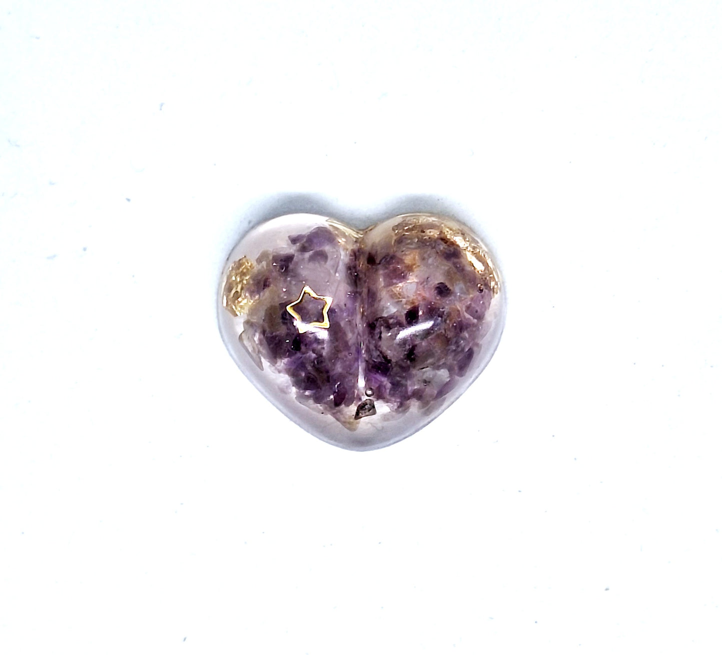 Orgonite Cœur S - Améthyste, or, lune, étoile ou soleil 💜