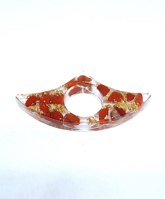 Bague de lecture orgonite - Jaspe rouge, étoile de Bethlehem, or