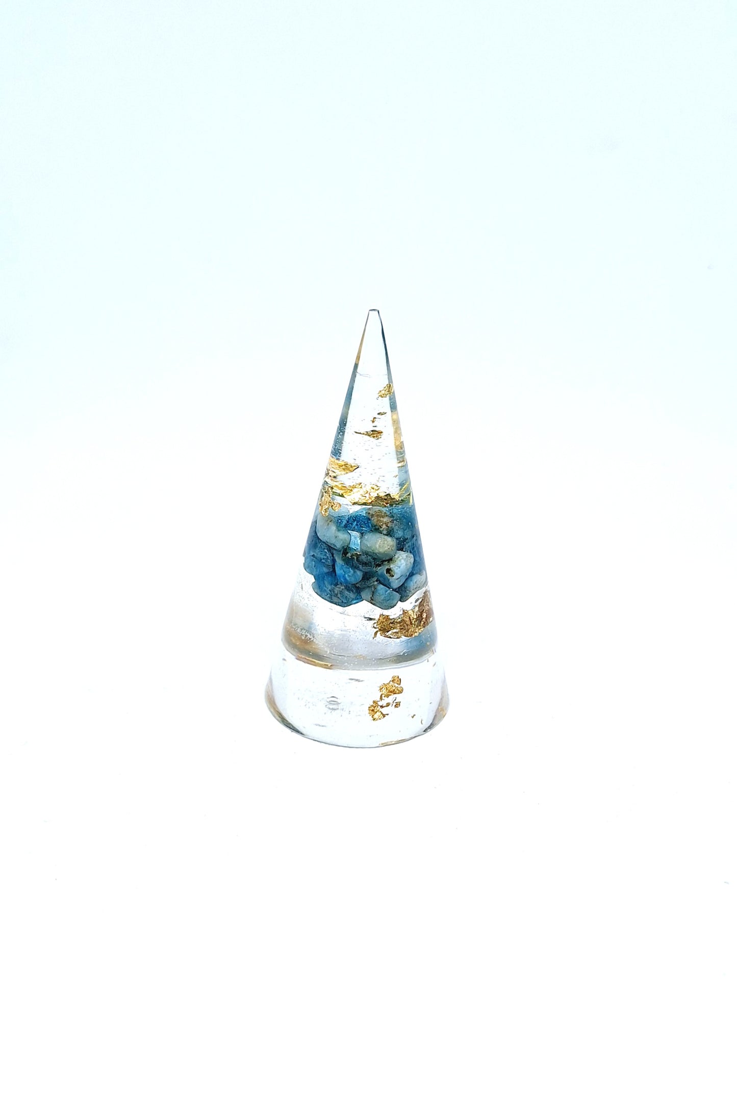 Orgonite cône M - Apatite, lune, or ou cuivre