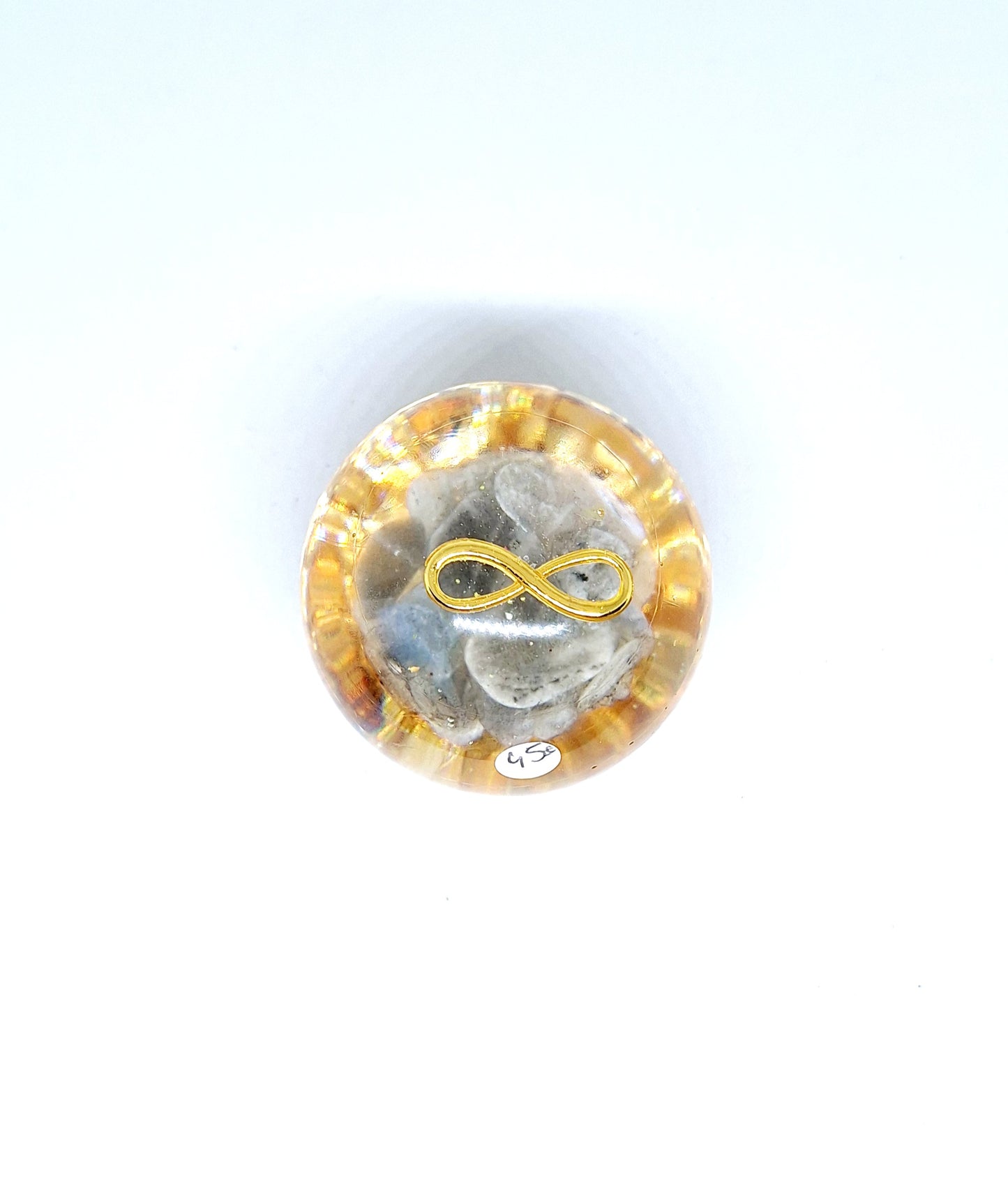 Orgonite Sphère M - Pierre de lune, infini, or