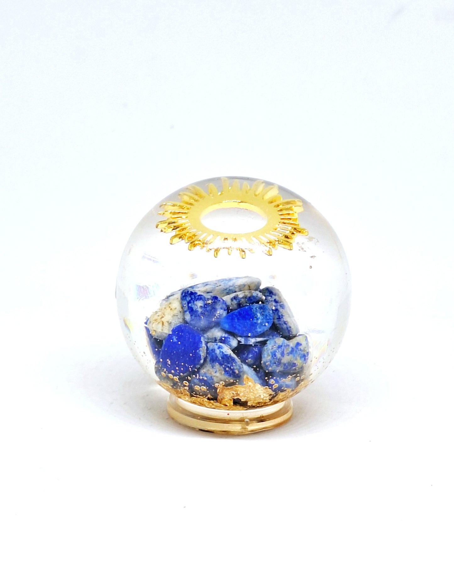 Orgonite Sphère M - Lapis-lazuli, soleil, or