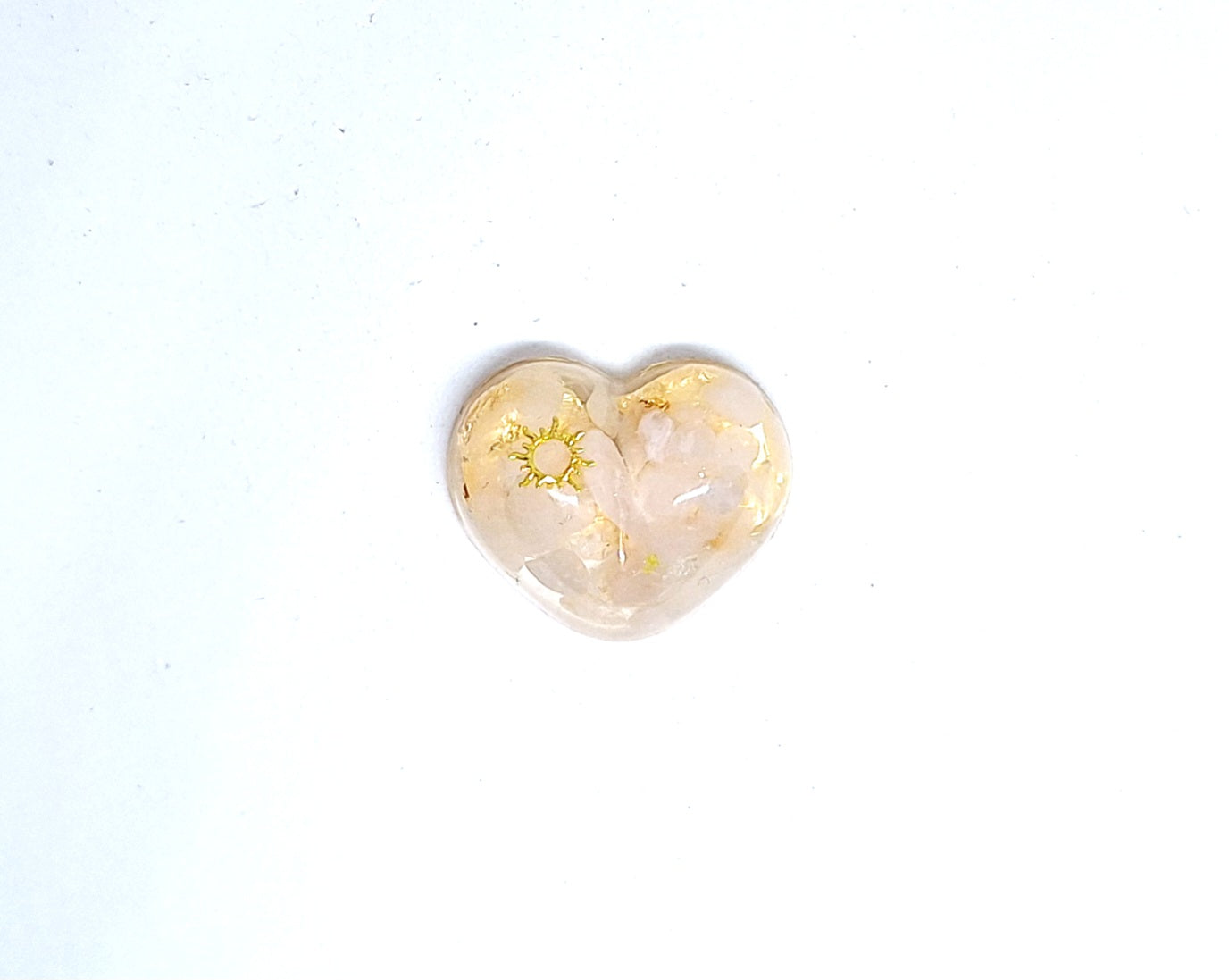 Orgonite Cœur S - Quartz rose, or, soleil, étoile ou lune 🩷