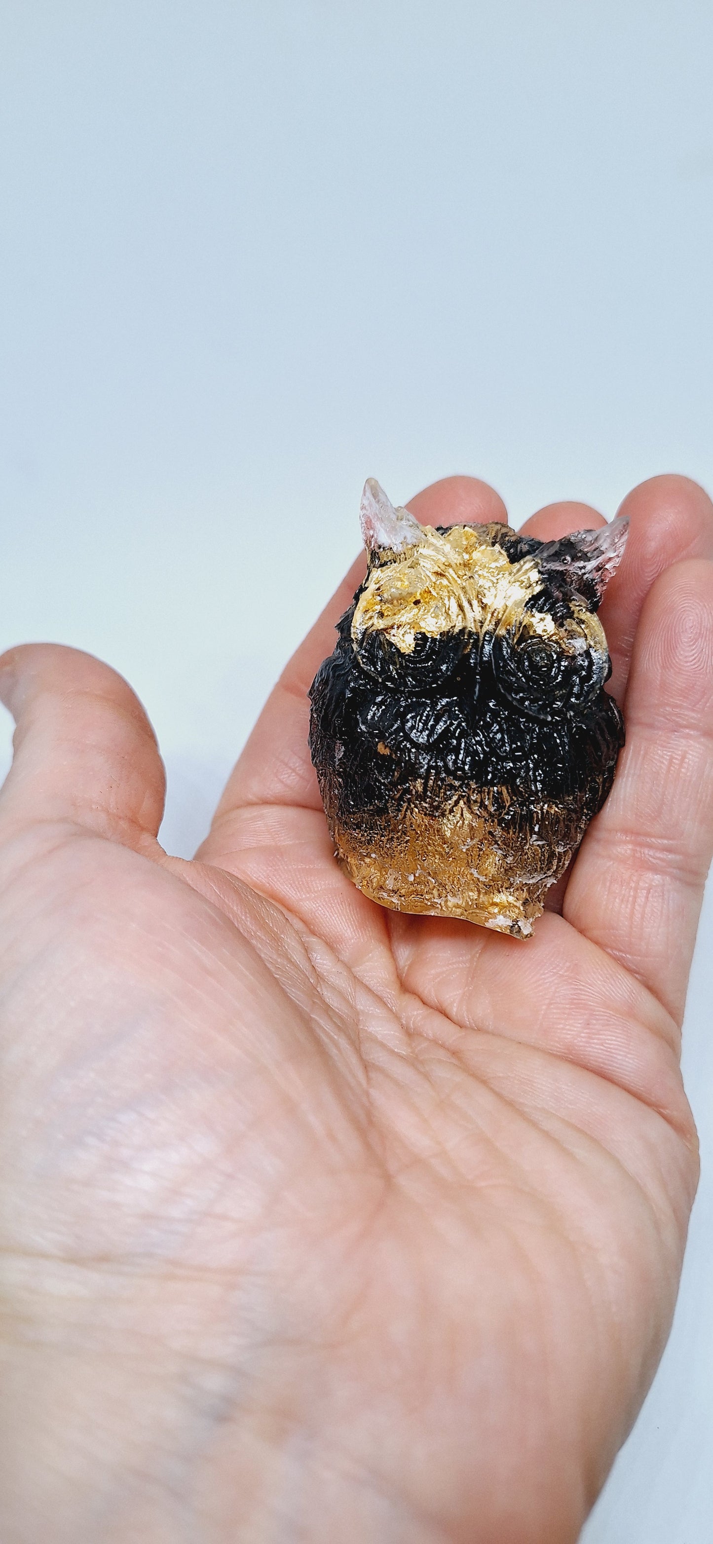 Chouette orgonite Obsidienne -Or