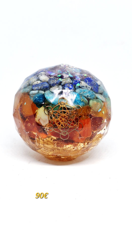 Orgonite Polygone de rééquilibrage global et d'harmonisation des chakras - Intentions d'acceptation de soi et de protection