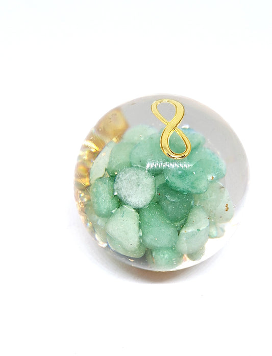 Orgonite Sphère L - Aventurine verte, infini, or