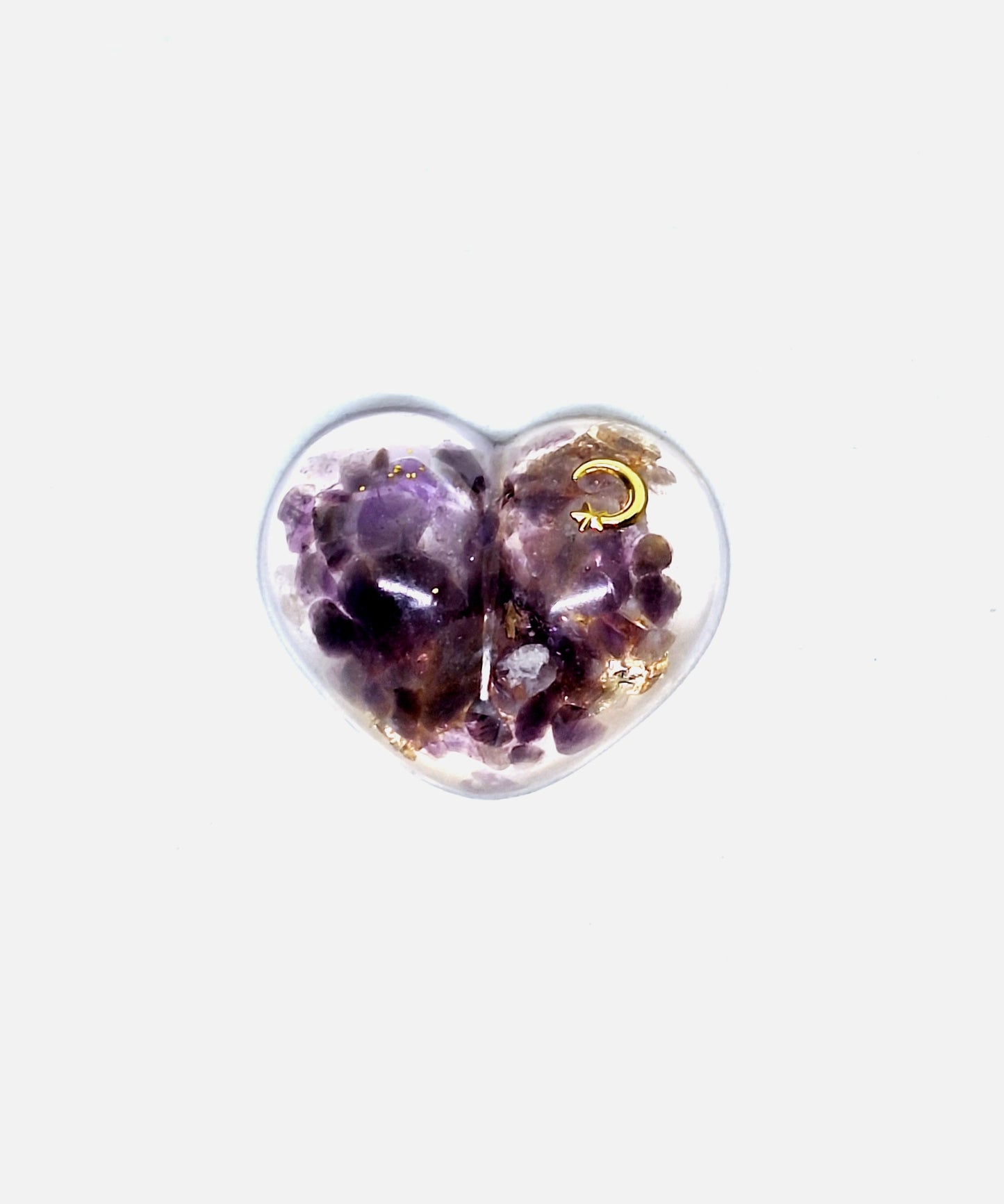Orgonite Cœur S - Améthyste, or, lune, étoile ou soleil 💜