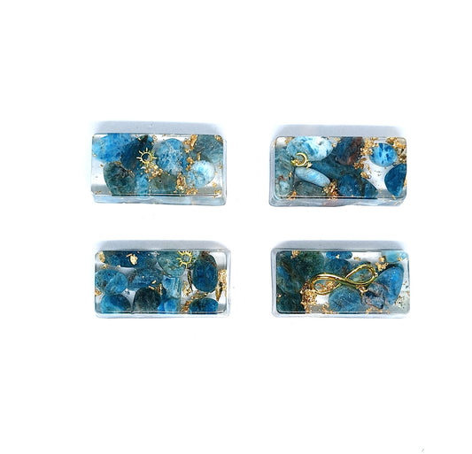 Orgonite lingot - Apatite, soleil, infini ou lune étoilée, or