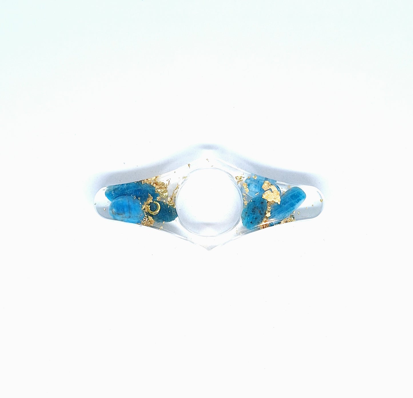 Bague de lecture orgonite - Apatite, lune étoilée ou étoile, or