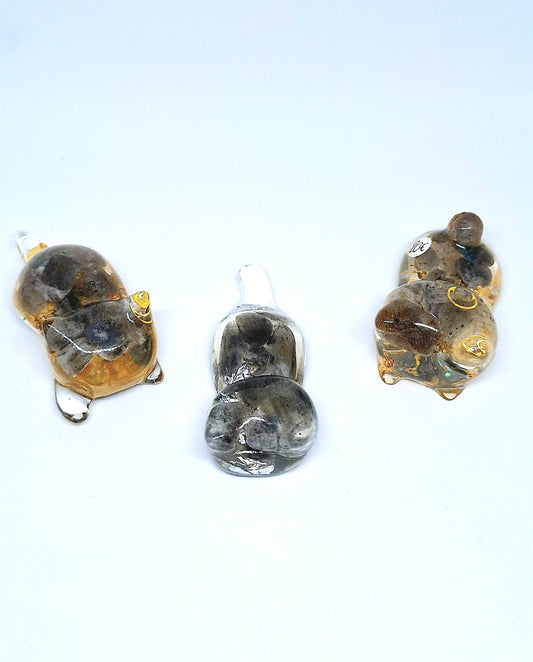 Chat orgonite Pierre de lune - Or ou Aluminium