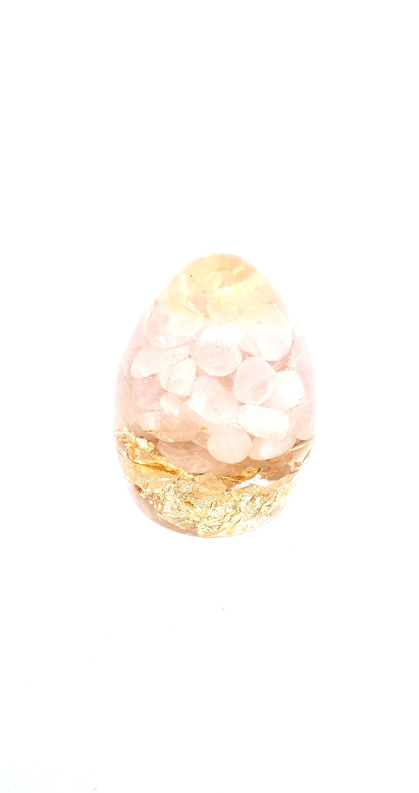 Orgonite Œuf L - Quartz rose, mandala, or
