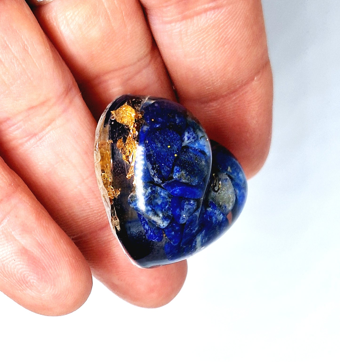 Orgonite Cœur S - Lapis-lazuli, or, lune 💙