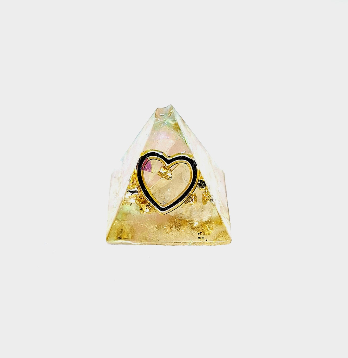 Orgonite pyramide XXS - Quartz rose, or 🩷