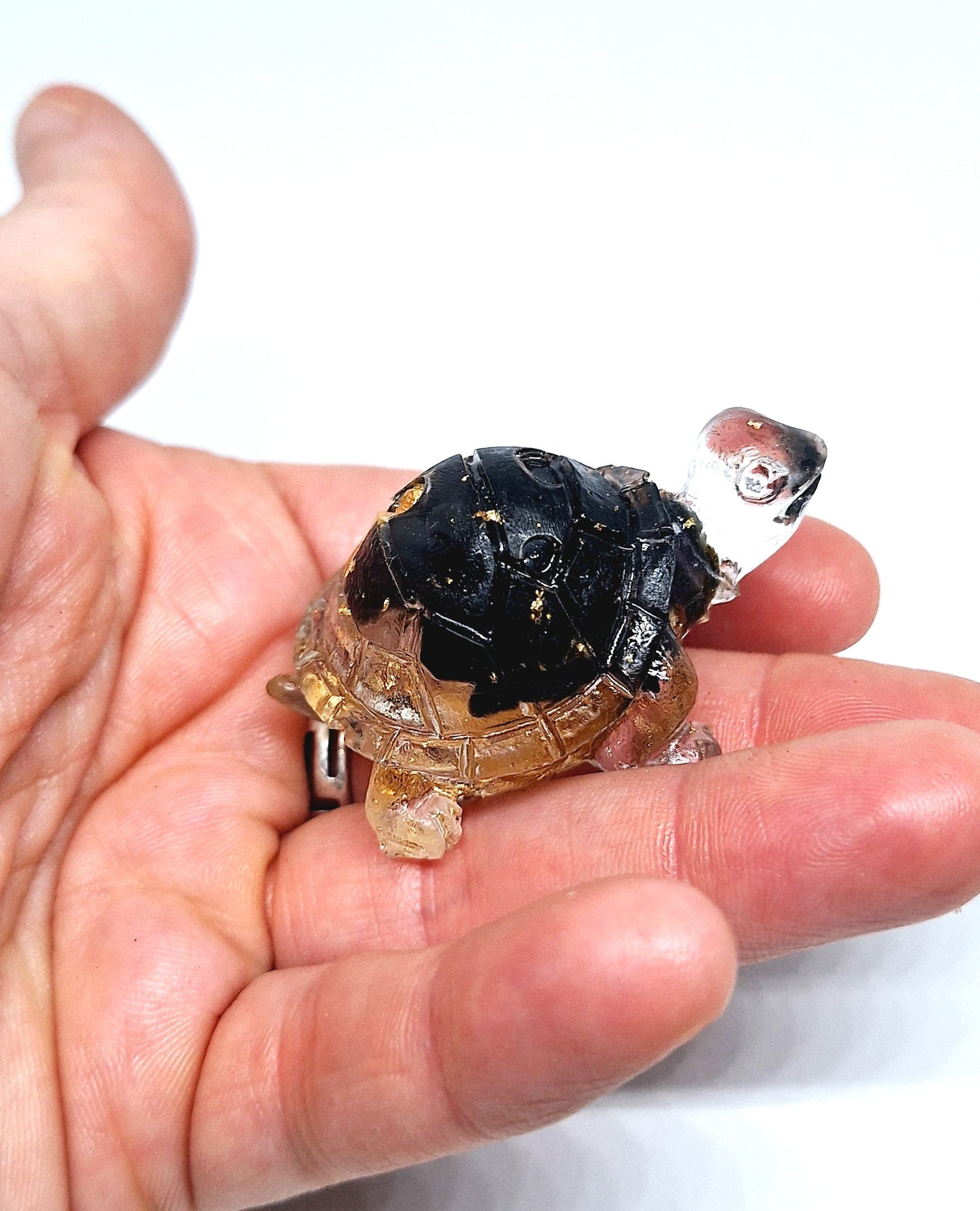 Tortue orgonite Obsidienne -Or
