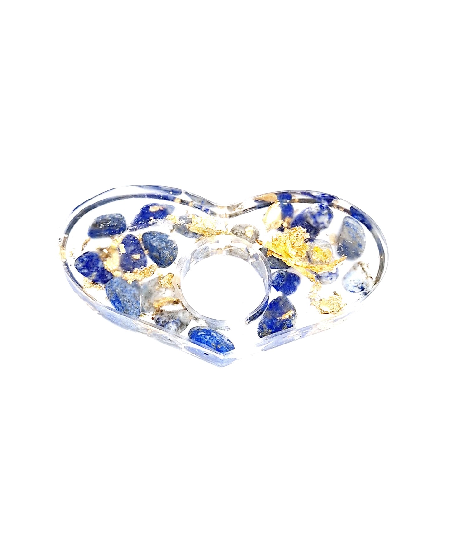 Bague de lecture orgonite Cœur - Lapis-lazuli, soleil, or
