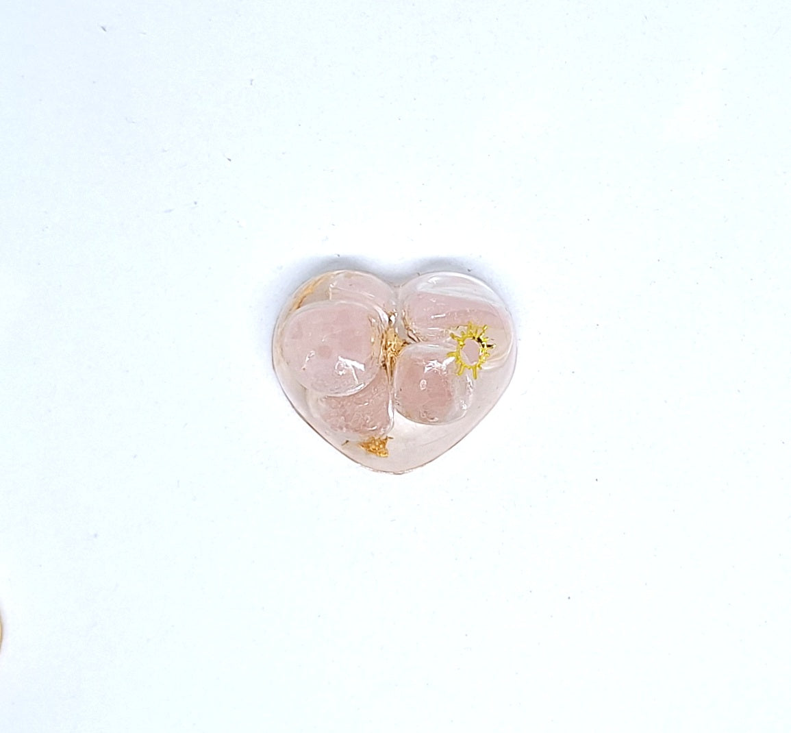 Orgonite Cœur S - Quartz rose, or, soleil, étoile ou lune 🩷