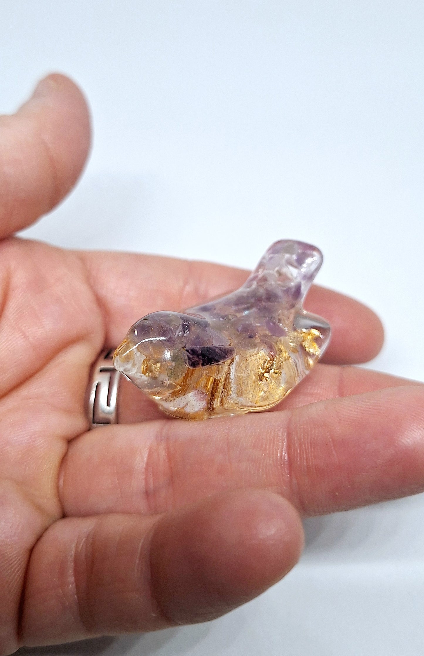 Oiseau orgonite Améthyste - Or