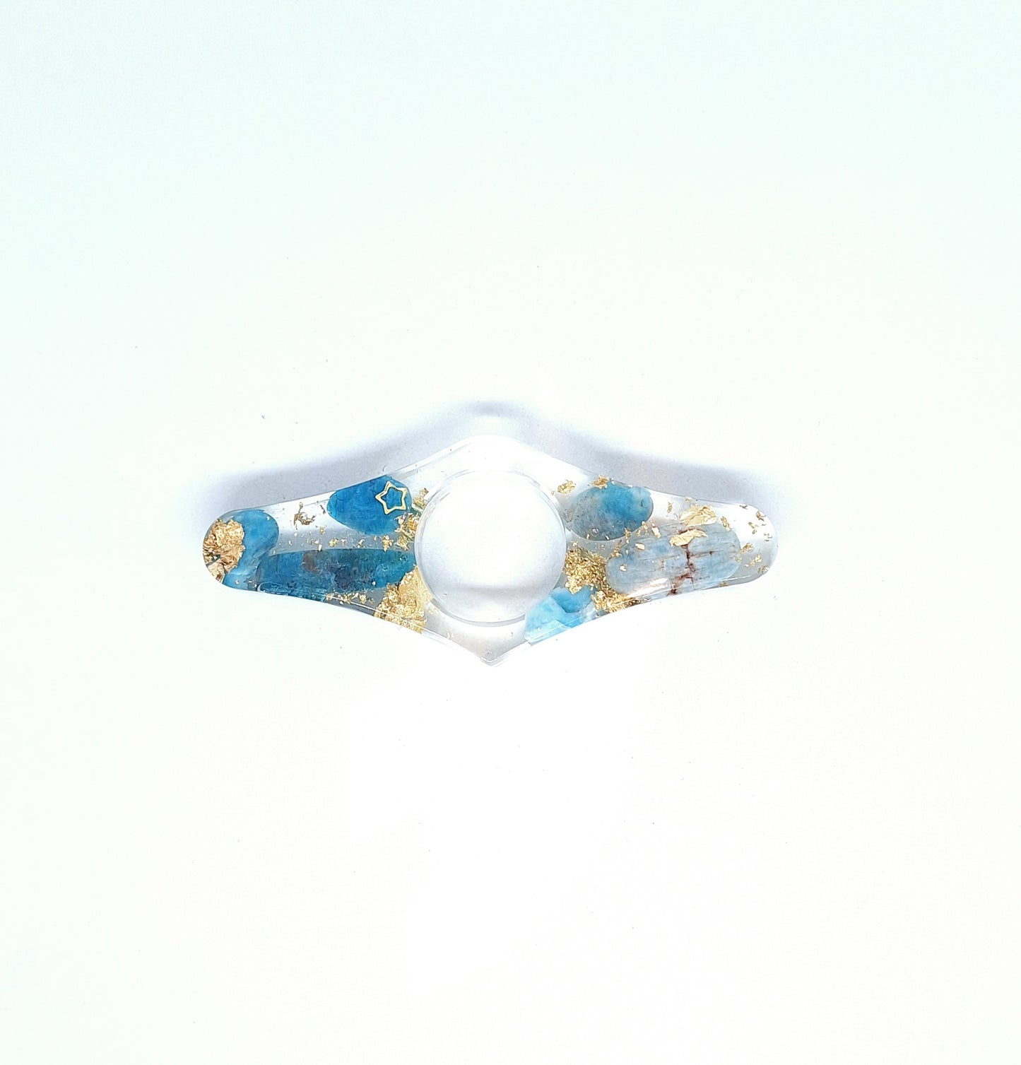 Bague de lecture orgonite - Apatite, lune étoilée ou étoile, or