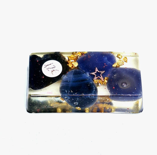 Orgonite lingot - Agate bleue, étoile, acier doré