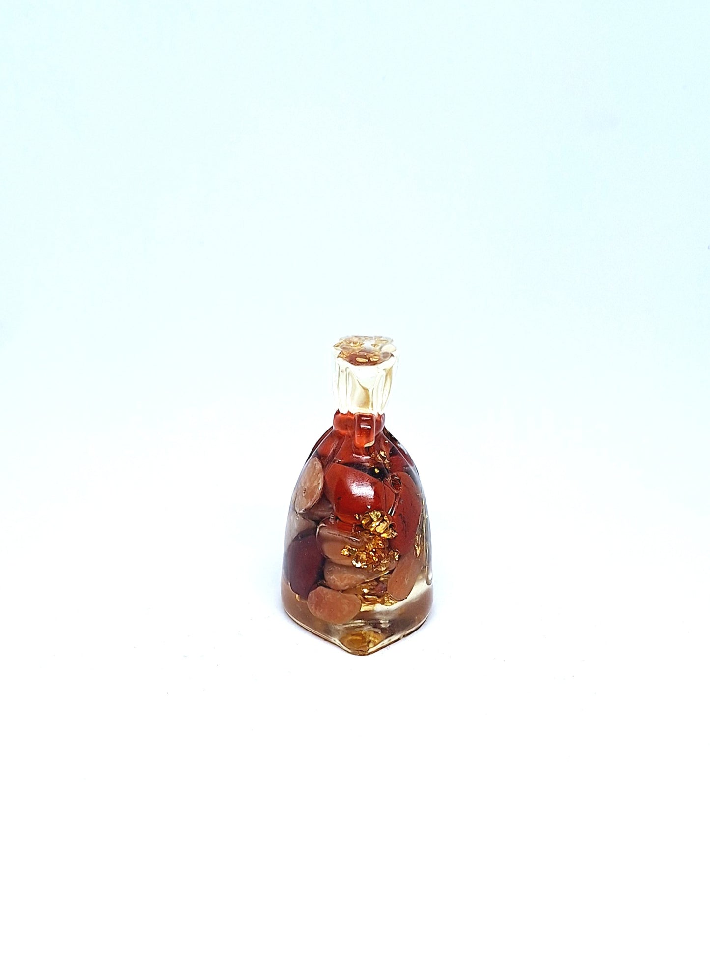 Orgonite Sachet - Jaspe rouge et aventurine orange, graine de vie, aluminium doré