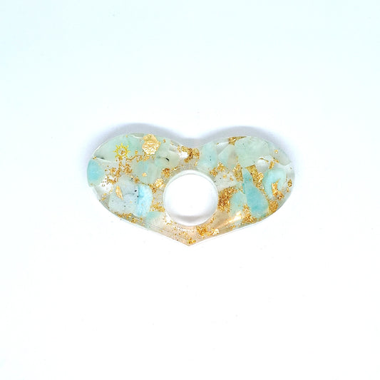 Bague de lecture orgonite Cœur - Amazonite, soleil ou lune, or