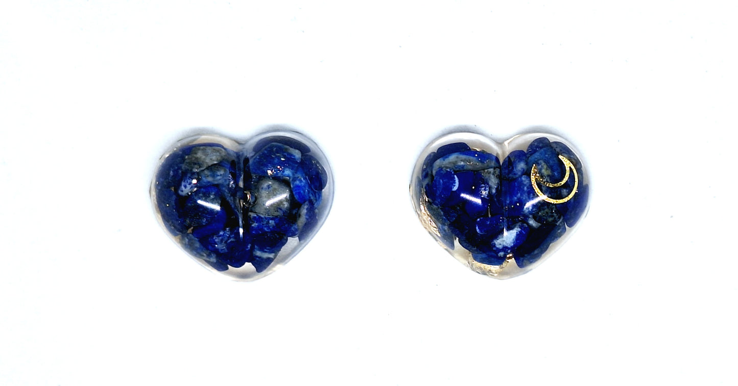 Orgonite Cœur S - Lapis-lazuli, or, lune 💙
