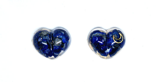 Orgonite Cœur S - Lapis-lazuli, or, lune 💙