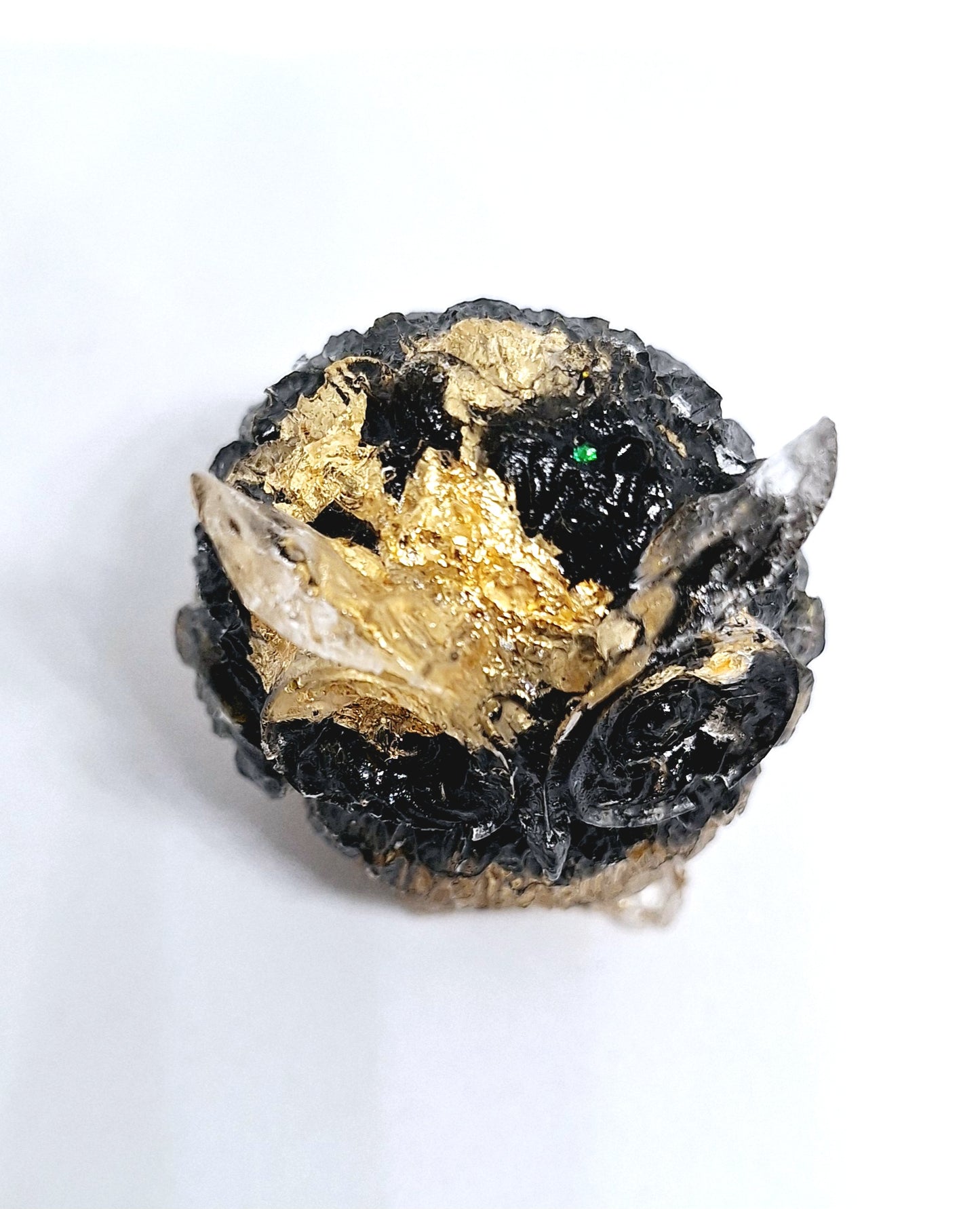 Chouette orgonite Obsidienne -Or