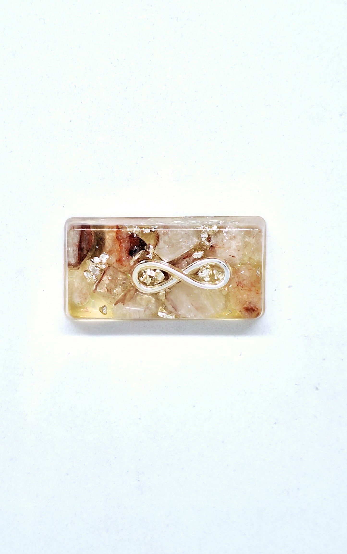 Orgonite lingot - Quartz hematoïde, infini, aluminium