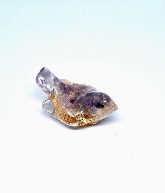 Oiseau orgonite Améthyste - Or