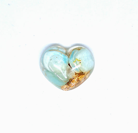 Orgonite Cœur S - Amazonite, or, étoile 🩵