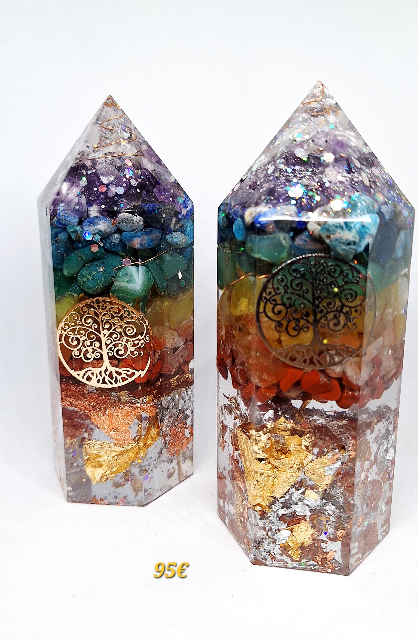 Orgonite de rééquilibrage global et d'harmonisation des chakras - Obélisque grand format, intentions de protection et de connexion