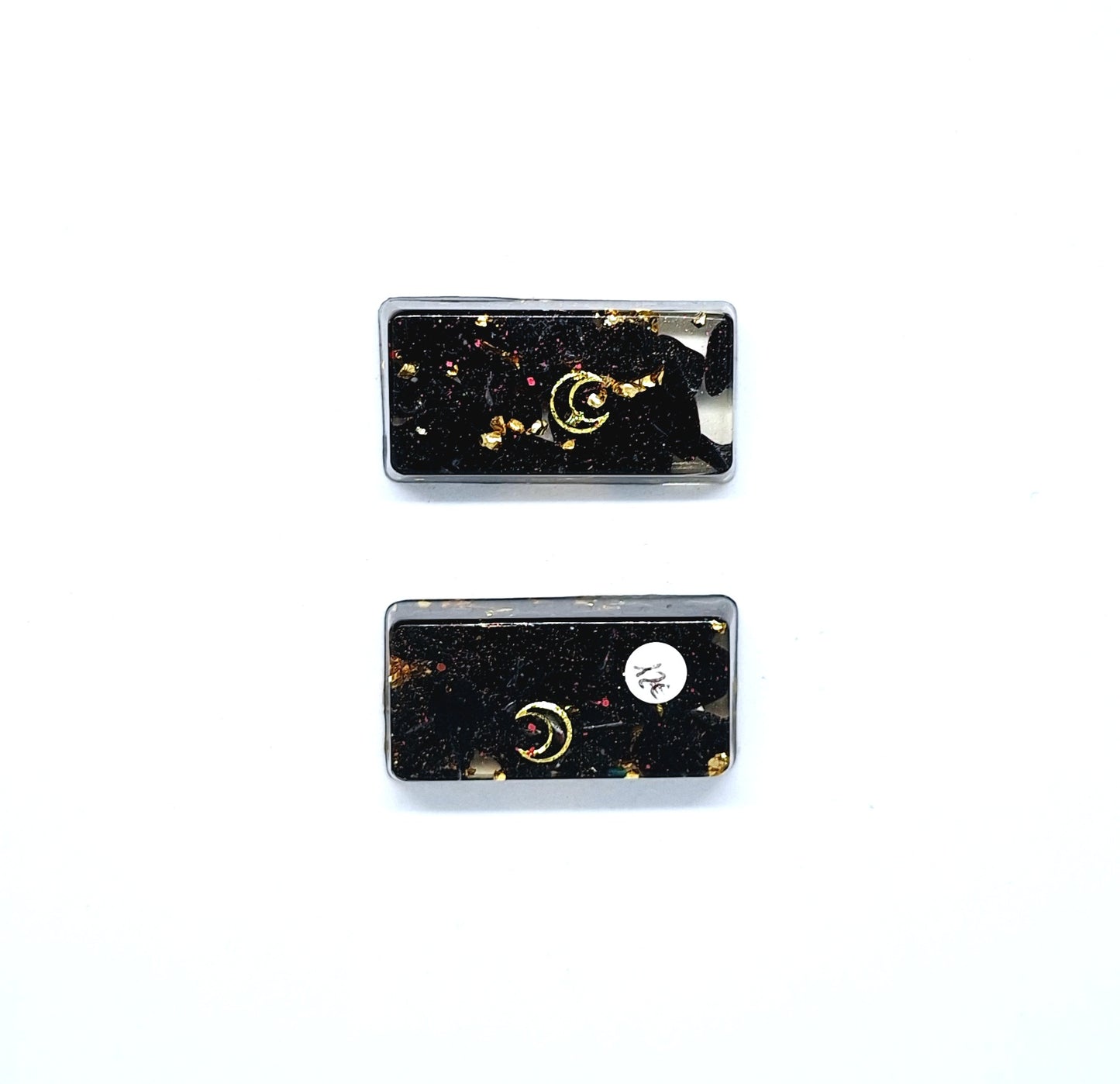 Orgonite lingot - Obsidienne, lune, acier doré