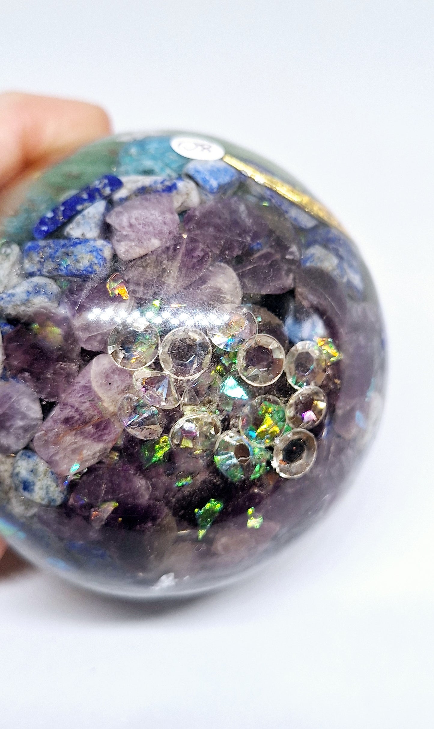 Orgonite Sphère de rééquilibrage global et d'harmonisation des chakras XL - Lune, or