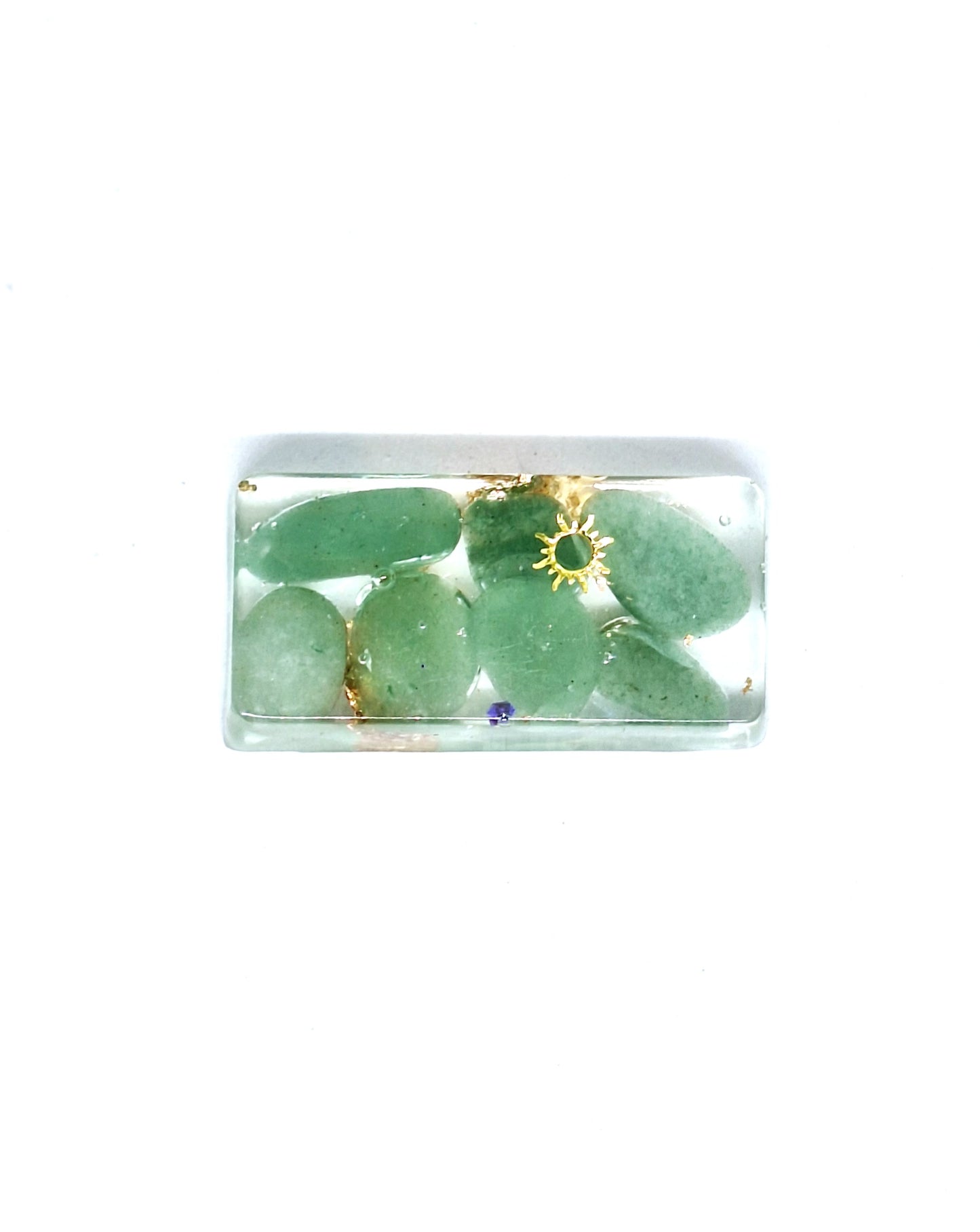 Orgonite lingot - Aventurine verte, soleil, infini ou étoile, or